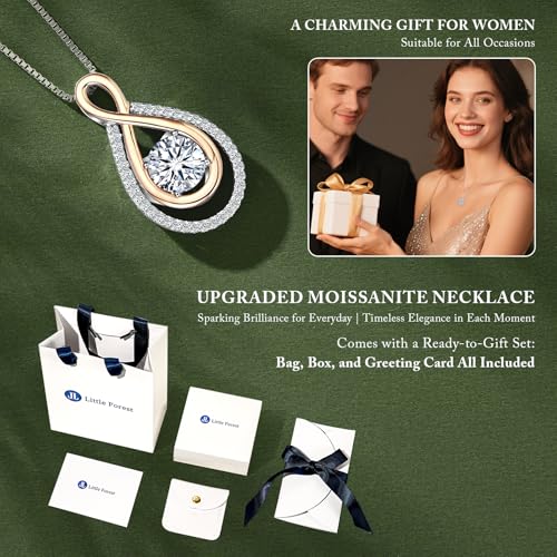 Infinity Moissanite Necklaces for Women, 925 Sterling Silver Pendant 1-3 Carat D Color VVS1 Clarity Fine Jewelry Anniversary Birthday Christmas Gifts for Wife Mom Her 6