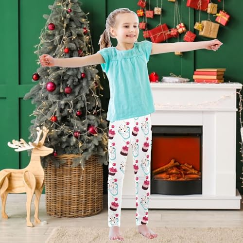Girls' Leggings Ankle Length Printed Leggings Sweet Cake Cherry Ice Cream Soft Comfortable Pants for Kids 4-10 Years3