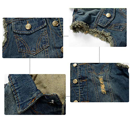 Mens Casual Denim Vest Sleeveless,Vintage Jean Vest Button Down3