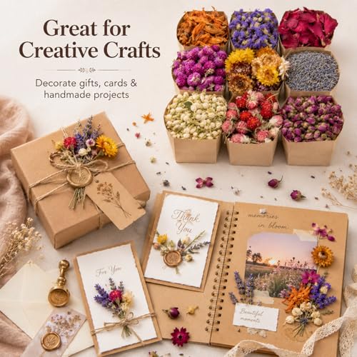 Image of Sukh Dried Herbs Kit - Dried Botanicals Bulk,9 Bags Natural Dry Flowers and Herbs for Soap,Candle,Perfume,Bath Bombs,Resin Jewelry Making Supplies,Fragrance Sachet DIY and Witchcraft