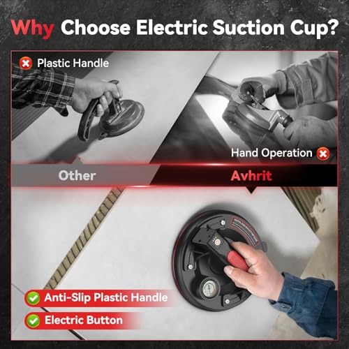 Avhrit Electric Glass Suction Cups, 2 Pack 8 Inch Vacuum Suction Cups Heavy Duty For Lifting Large Glass, 500Lbs Load Capacity, Rechargeable Glass Lifter For Windshield, Window, Granite, Tile Lifting thumb #4