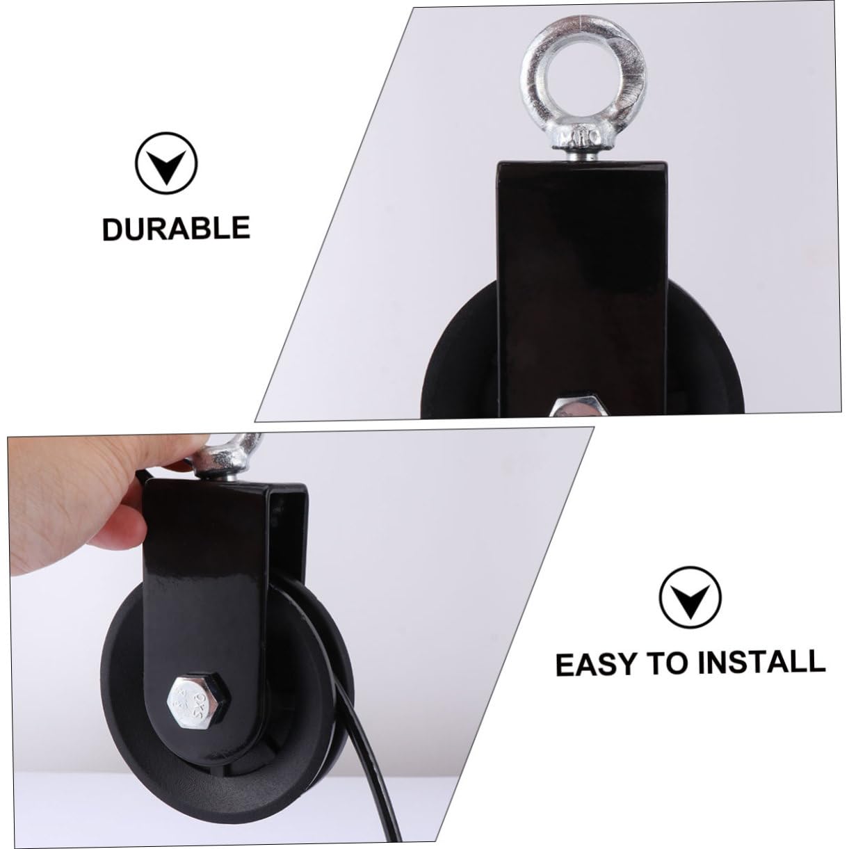 INOOMP Kit de Poleas de Entrenamiento DIY de Metal Negro 1 Juego | Sistema de Alta Resistencia, Ligero y Fácil de Instalar, para Entrenamiento de Fuerza en Casa