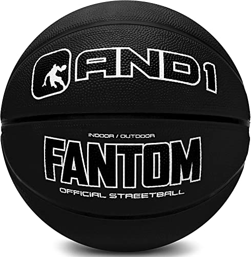 AND1 Fantom Rubber Basketball: Official Regulation Size 7 (29.5 inches) Rubber Basketball - Deep Channel Construction Streetball, Made for Indoor Outdoor Basketball Games