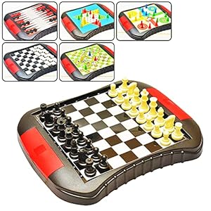 Magnetic Board Games, Travel Games Chess Set, Magnet Kids Game with 6 Classic Games, 7.8 * 6.7 Inches, for Kids 6 Years and up