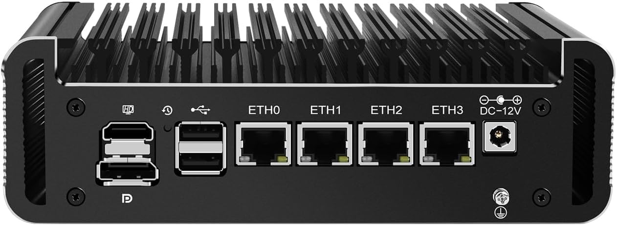 Firewall Appliance Mini PC, Intel Celeron J6412 2 x M.2 Nvme Quad Core 4xIntel I226 2.5G Ethernet VPN Router PC AES-NI HDMI DP 4/8/16/32/64GB DDR4 1TB M.2 Nvme (sin RAM sin SSD)