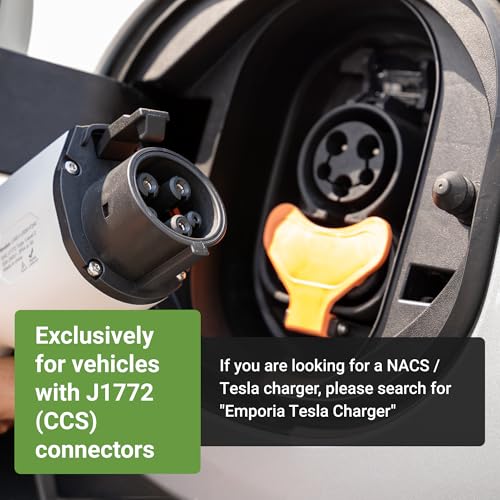 EMPORIA Level 2 EV Charger - NEMA 14-50 EVSE w/ J1772 Connector - 48 amp EV Charger Level 2, 240v WiFi Enabled Electric Vehicle Charging Station, 25ft Cable, White