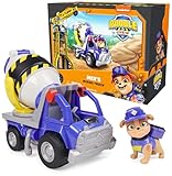 Rubble & Crew, Mix’s Cement Mixer Toy Truck with Action Figure and Movable Construction Toys, Kids Toys for Ages 3 and Up