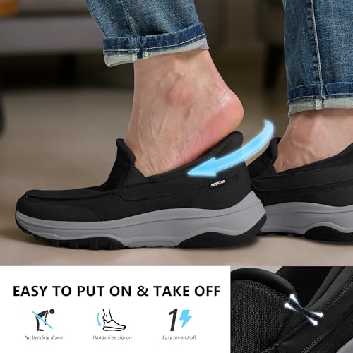 Image of Coostar Slip On Shoes for Men Orthopedic Walking Loafers with Arch Support Canvas Shoe Casual