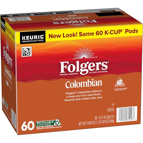 Image of Folgers Colombian Coffee, Medium Roast, Keurig K-Cup Pods, 10 Count Box (Pack of 6)
