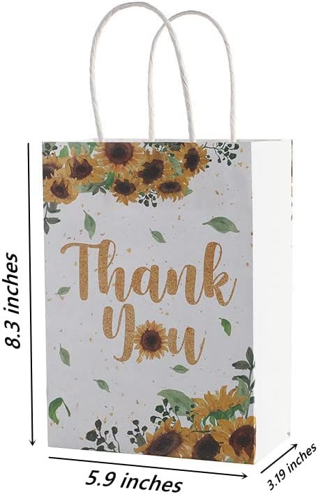 Miniatura 3 de JOSON Bolsa de regalo de papel de 15 piezas con diseño de flores de girasol con asa para baby shower, fiesta de vacaciones, boda, fiesta de