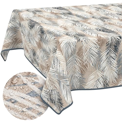 Mantel para interior y exterior con estampado de hojas ANRO rectangular de 180 x 140 cm 2