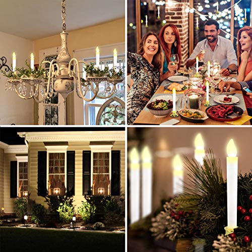 Kithouse 12 Set Christmas Window Candles Lights With Timer Battery Operated Electric Led Taper Candles Flameless For Windows, Gold Candle Holders, Suction Cups & 24 Pcs Battery Included (12 Set) #TOP1