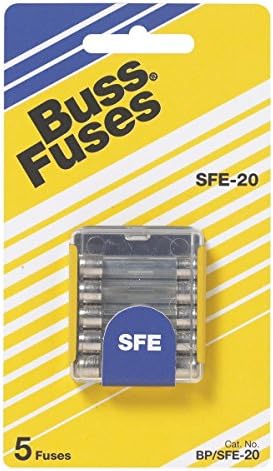 Bussmann BP/SFE-20 SFE 20 Amp Fast-Acting Glass Tube Fuses 1/4" x 1-1/4" - 5 per Card
