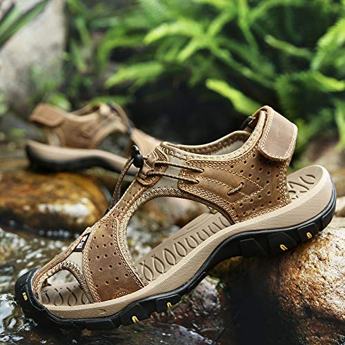 Men's Hiking Driving Leather Sandals Casual Athletic Beach Shoes Closed Toe Comfortable Lightweight Water Sandals Summer Outdoor sandals4