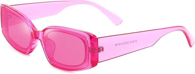 Dollger Rectangle Sunglasses for Women Men Retro Chunky Y2K Sunglasses Rectangular 90s 00s sunglasses Pink