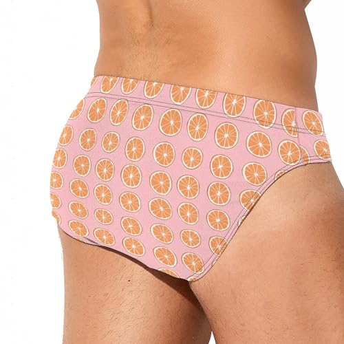 Orange Slices Printed Swim Briefs for Men Sexy Bikini Swimwear Elastic Beach Trunks Bathing Suit4