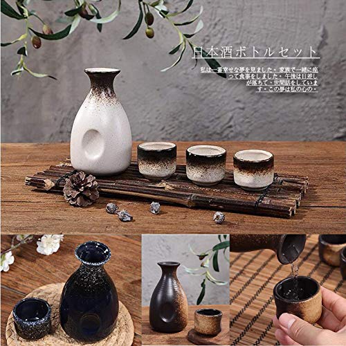 Juego de sake de cerámica tradicional con jarra y tazas estilo japonés modelo C 4