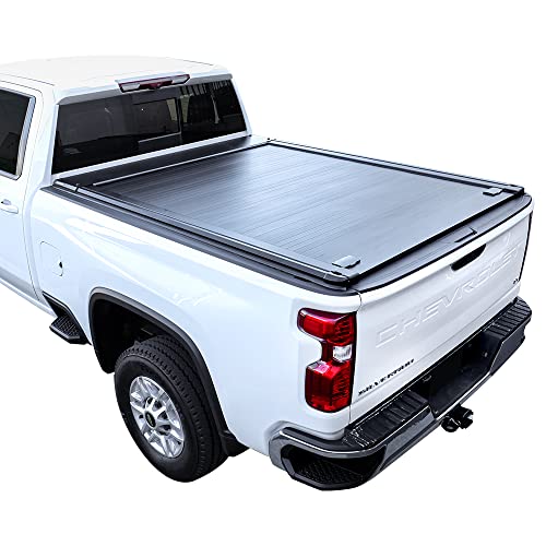 Syneticusa Retractable Hard Tonneau Cover Fits 2004-2023 Ford F-150 6’7” (78.9”) Truck Bed Matte Black Aluminum Low Profile Waterproof