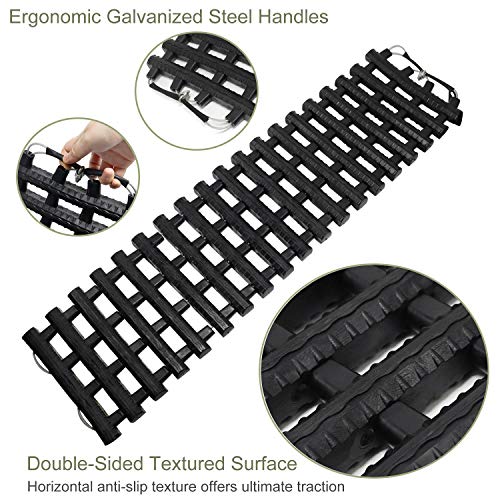 Reliancer RESP17018 2Pc Traction Tracks Mats Tpr 31.5 Inch L Tire Recovery Track Pad Roll Car Vehicle Tyre Traction Boards Tire Ladder Track Grabber Auto Emergency Traction Aid W/Bag thumb #4