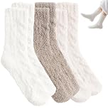 PSFXBM 3 Pairs Fluffy Socks for Women, Fluffy Womens Socks, Cozy Winter Socks, Fluffy Socks Womens for Valentines Mother’s Day Birthday Gifts (White, Beige, and Brown)
