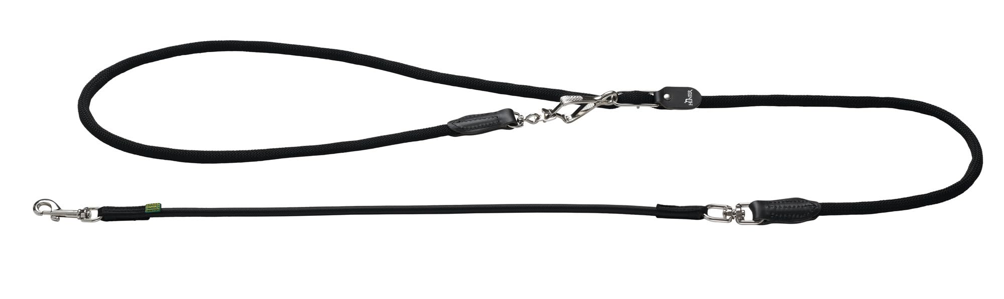 HUNTER Fahrradleine mit Sicherheitskarabiner, verstellbar 170-250 cm, schwarz