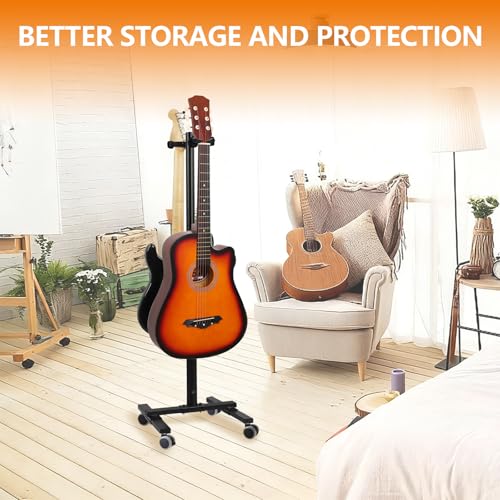SKAEHP Adjustable Double Guitar Stand, reversible with safety support, suitable for acoustic guitar, electric guitar, bass and banjo, durable, black - Thumbnail 6