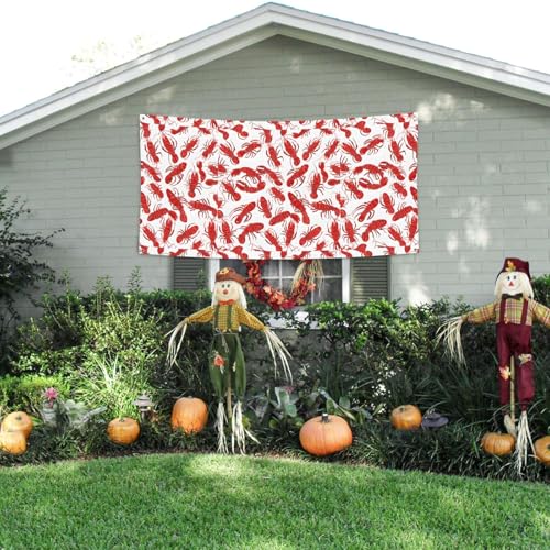 MINDBBDFJ Red Lobster Print Banners And Signs For Outdoor/Indoor,Personalized Banner Customizable Parties Halloween Banner (180x90cm)3