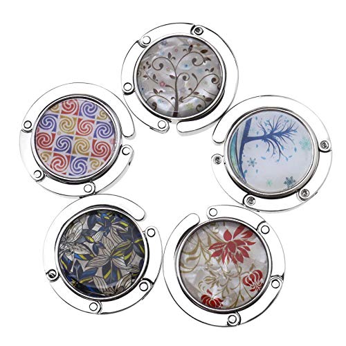 Preisvergleich Produktbild 5 Stücke Runde Handtasche Kleiderbügel Set Faltbare Geldbörse Tischhaken Halter Tasche Geldbörse Kleiderbügel Haken Verschiedene Muster