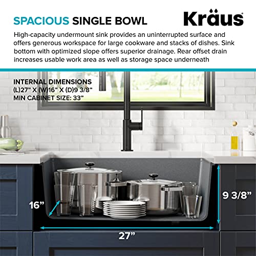 Kraus Bellucci Workstation 30-Inch Undermount Granite Composite Single Bowl Kitchen Sink In Metallic Gray With Accessories, Kguw2-30Mgr #TOP7