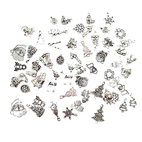 SUPVOX Mini Ciondoli Natalizi in Argento Pendenti Charm Natale Fai da Te per Collane Bracciali Portachiavi Orecchino Creazione di Gioielli (Stili Misti)