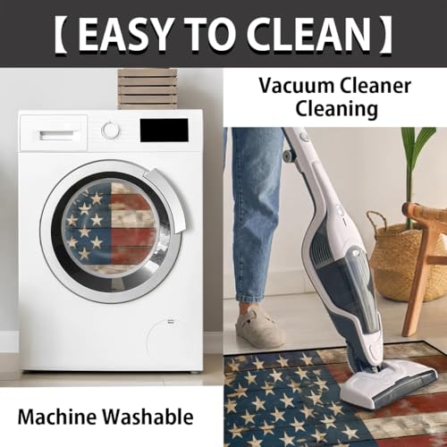Image of cfpolar American Flags Vintage Half Round Door Mat Outdoor Entrance Large 24 inchx36 inch Half Circle Welcome Entrance Way Mat Semi Circular Front Door Mat Area Rug for Garage, Patio, High Traffic Areas