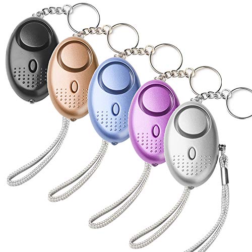 Preisvergleich Produktbild Persönlicher Alarm Taschenalarm Panikalarm Schlüsselanhänger Mini Sicherheit Notfallalarm Selbstverteidigung Sirene mit LED Taschenlampe SOS für Frauen Kinder Mädchen Schüler Senioren(5 Stück )