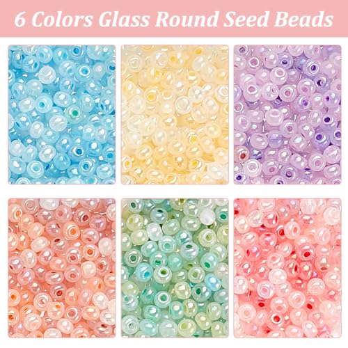 PandaHall 1800pcs 6 Colors Cloudy Fantasy Seed Beads - 3mm Creamy Glass Beads for Bracelet Necklace & Earring - Image 4