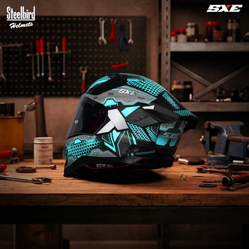 Image of Steelbird SBH-61 SXE X3 Pinlock ISI and Dot Certified Full Face Graphic Helmet for Men and Women with Inner Silver Sunshield