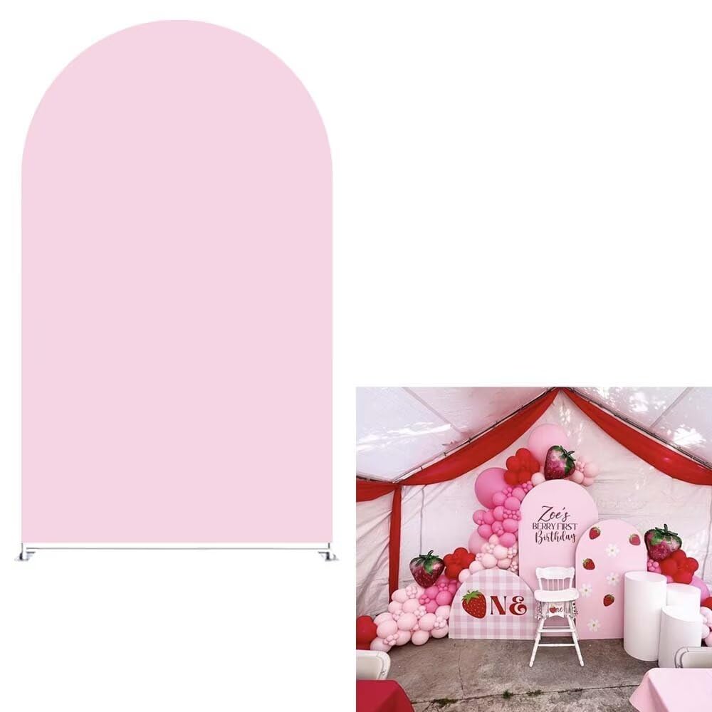 HISDH Strawberry Arch Backdrop Stand Covers Baby Shower Kids Girls Pink Birthday Party Decorations Arches Background Fabric Cover Festa Parties