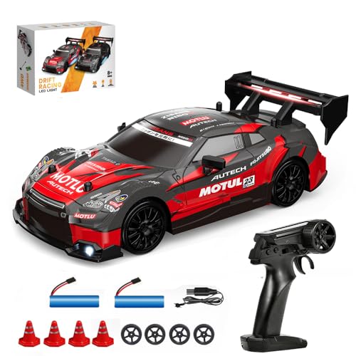 Siereolly Drift Car 1:24 Coche de carreras teledirigido 20 km/h 4WD 2,4 GHz Control remoto Mini RC Car con luces LED para niños