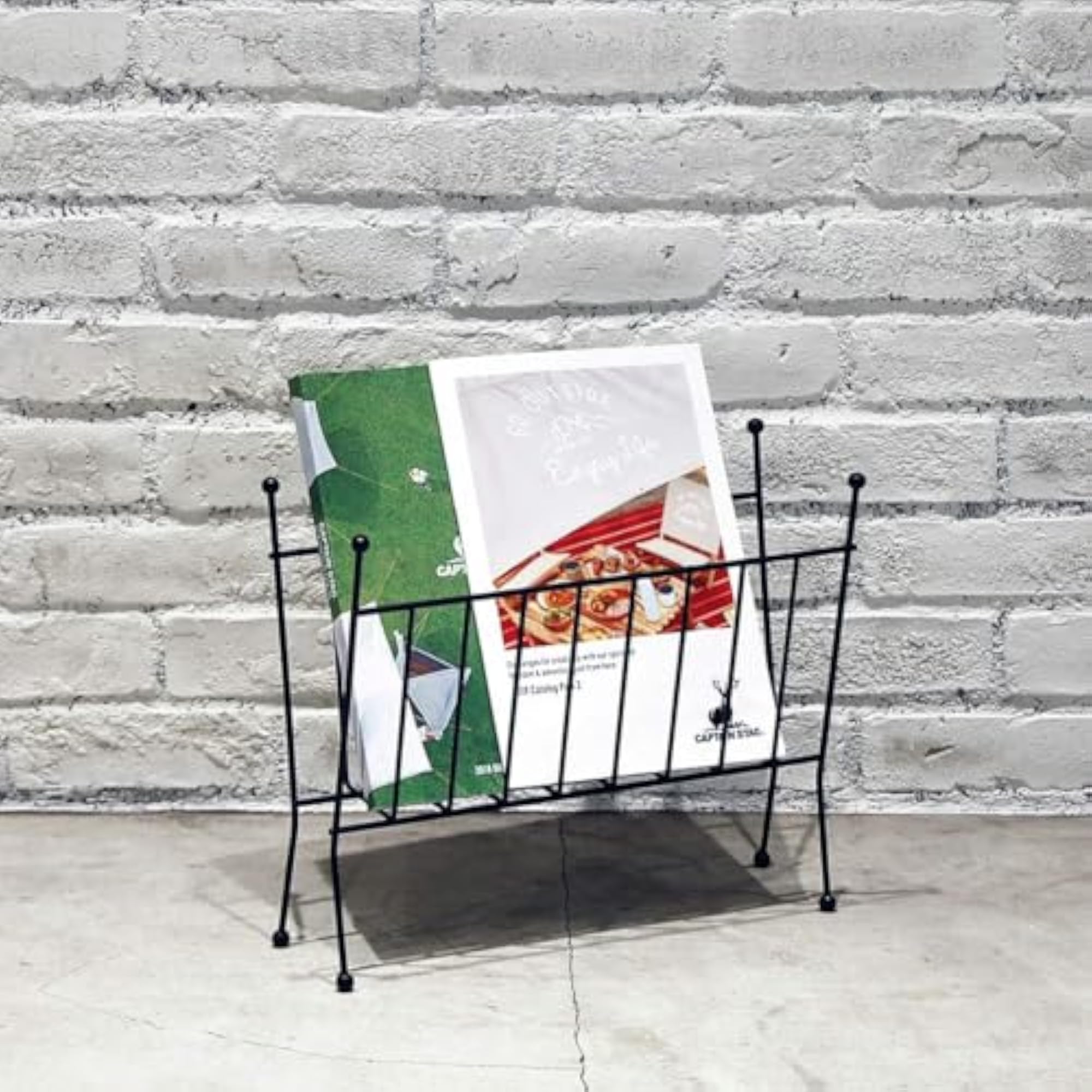 Silver Wire Magazine Rack, Black