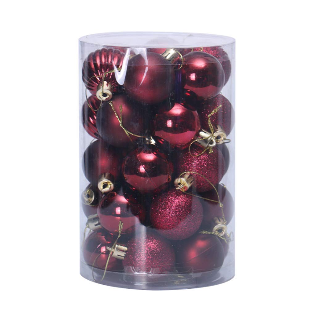 Kaixinroom Wine Red 34 Pcs Christmas Tree Baubles Ornaments Shatterproof Hanging Baubles Penants For Holiday Wedding Party Decoration (, 40Mm)