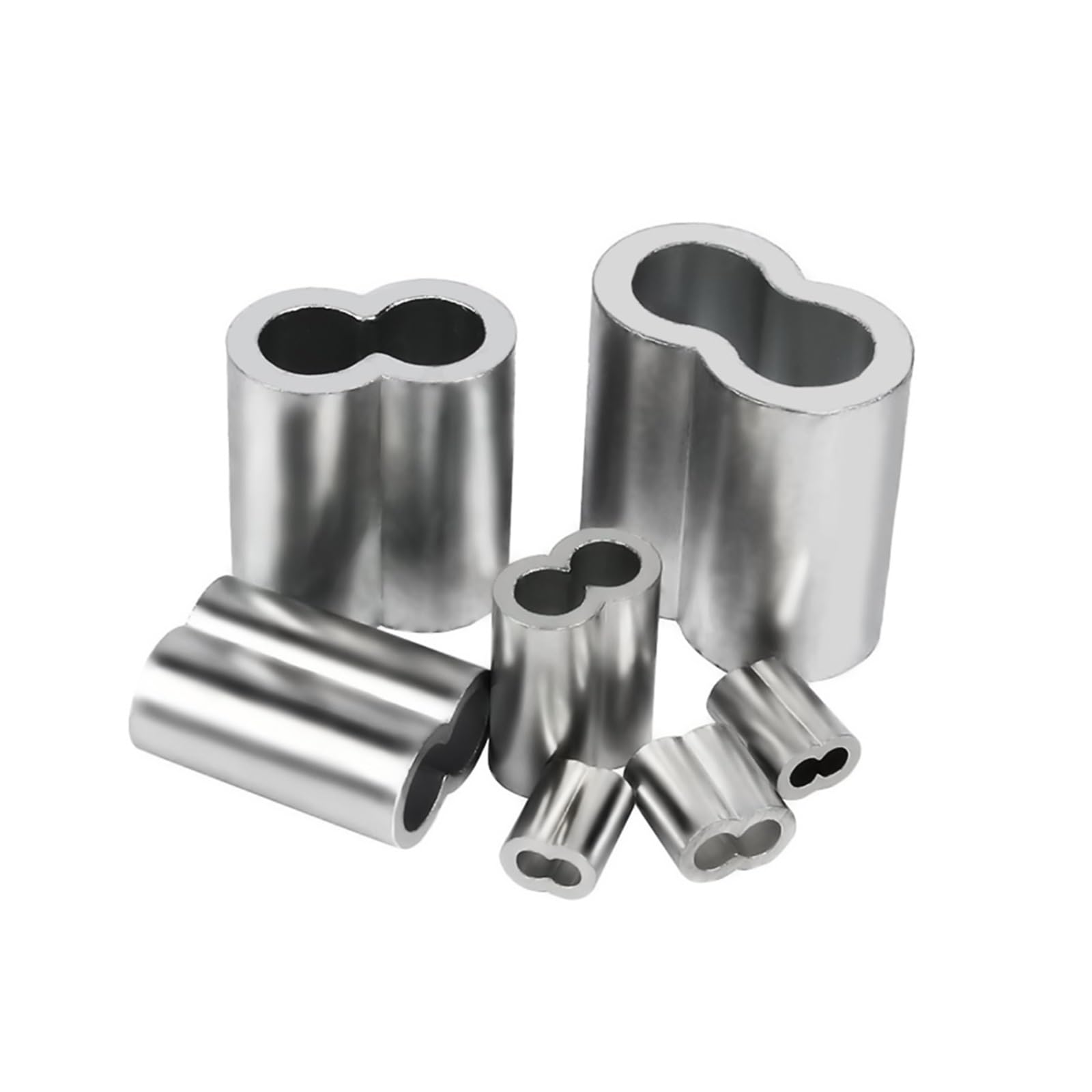Manicotto crimp trefolo 20-100 Morsetti for manicotto in alluminio a forma di 8 con anello a crimpare for cavo a doppio foro for accessori fissi 1/1,2/1,5/2/3/4/5/6mm(M4X100pcs)