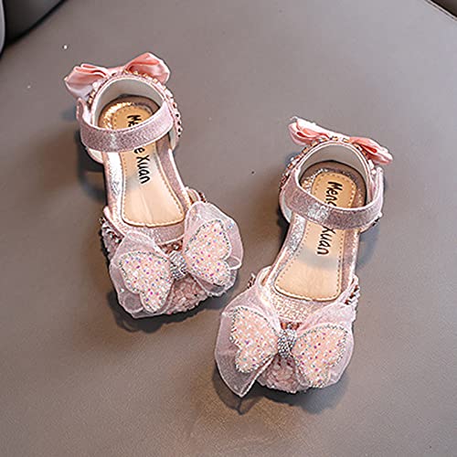 Princess Sandals For Girls Fashion Spring And Summer Girls Sandals Dress Dance Show Princess Shoes Flat Bottom (Pink-1, 6 Toddler)4