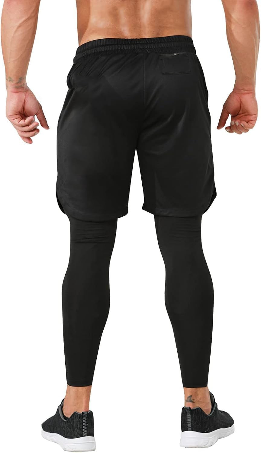 OEBLD Mens Christian Bible 2 in 1 Running Pants Elastic Christ Faith Waist Workout Gym Pants with Compression Liner - Image 2