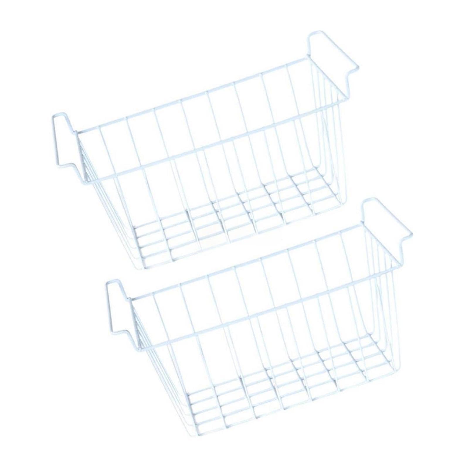 2 Piezas Organizador Refrigerador Cesta Congelador Alambre Metálico Grande con Compartimentos Y Asa para Mejorar Organización Adecuado para Cocina, 47.5 X 24.5 X 20 Cm