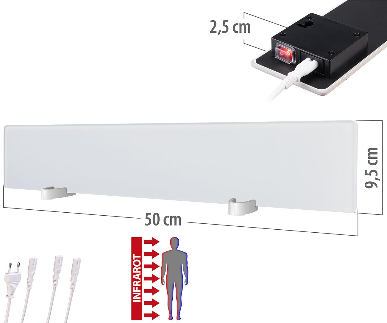 Sichler Haushaltsgeräte Anti Schimmel Heizung: 2er-Set Infrarot-Schimmelentferner aus Glas für Wand & Bad, chemiefrei (Anti Schimmel Infrarot, Infrarotheizungen, Heizkörper)