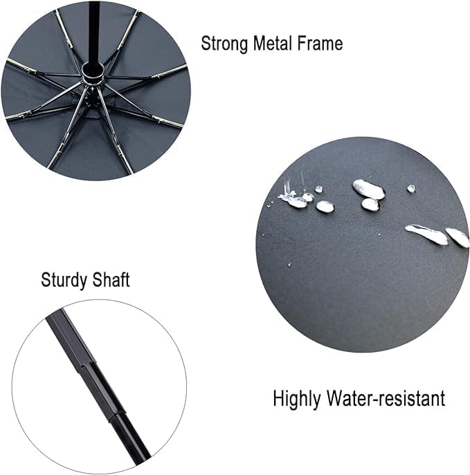 Image of Travel Umbrella Windproof Automatic Travel Umbrella, Umbrellas for Men & Women - Windproof, Reinforced Canopy, Ergonomic Handle, 3 Fold with Auto Open /Close