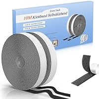 Klettband Selbstklebend Extra Stark 10Mx20mm, Schwarz Doppelseitig Klett Mit Klettverschluss Kelbstklebendes, Haken und Loop Band Klebepad Für Fliegengitter, Couch-Kissen
