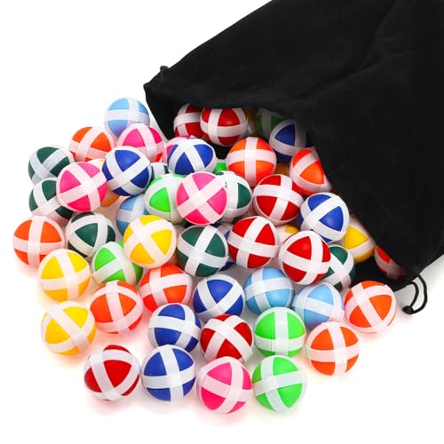 DEAYOU 80 Pack Sticky Balls for Fabric Dart Board Dart Hook and Loop Balls Mini Sticky Golf Balls Safe Sport Darts Game Accessories with Storage Bag for Adult Indoor Outdoor Party 8 Color
