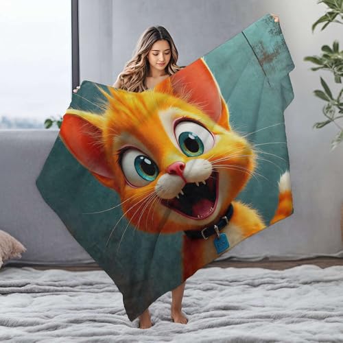 Couverture flanelle chat orange un cadeau original pour passionnés