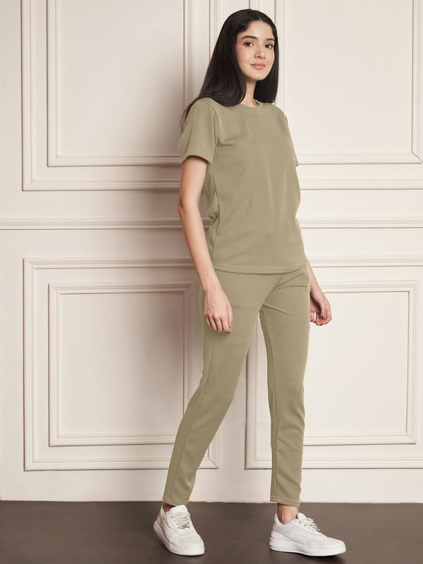 Image of DTR FASHION Polyester Blend Solid Lining Tracksuit | Night Wear Suit For Women