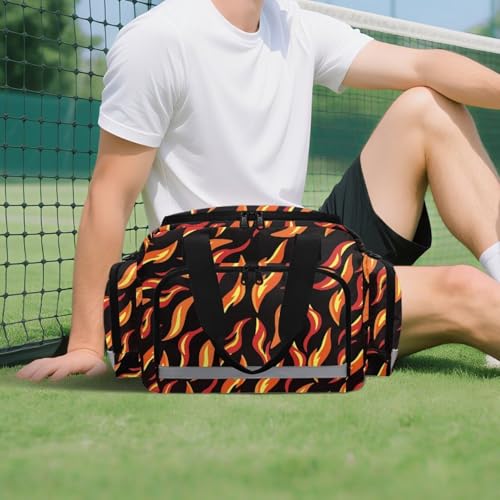 Flames Pattern Lightweight Gym Tote Travel Weekender Bag with Shoe Compartment & Wet Pocket, Water Resistant Sports Handbag for Fitness2