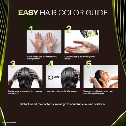Image of Indica Easy Do-It-Yourself Hair Color Shampoo Pump Pack with 5 Herbal Extracts and 100% Ammonia Free, Long Lasting Formula, 180 ML - Natural Brown Colour (Gloves Included)